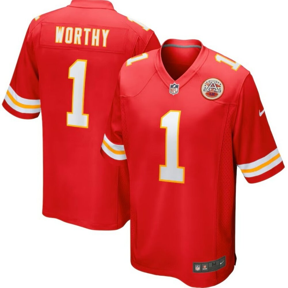 XAVIER WORTHY 1 - KANSAS CITY CHIEFS RED STITCHED FOOTBALL JERSEY